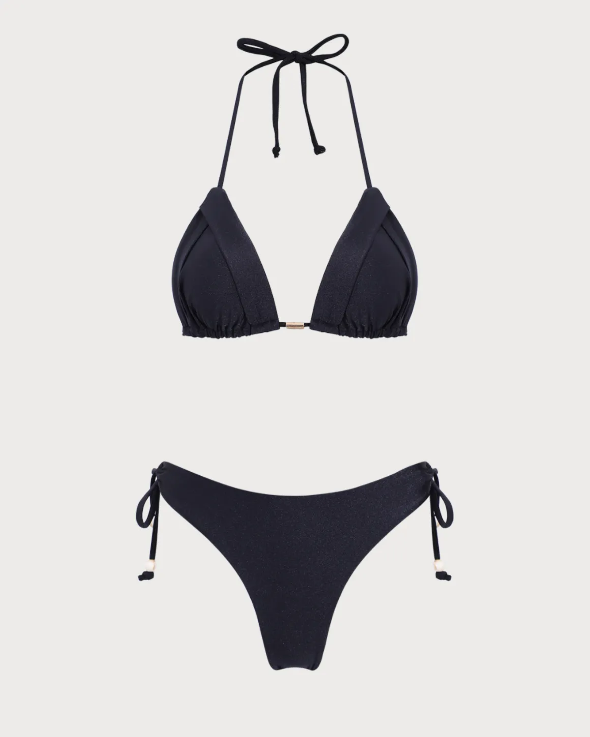 Black Halter Triangle Bikini Set
