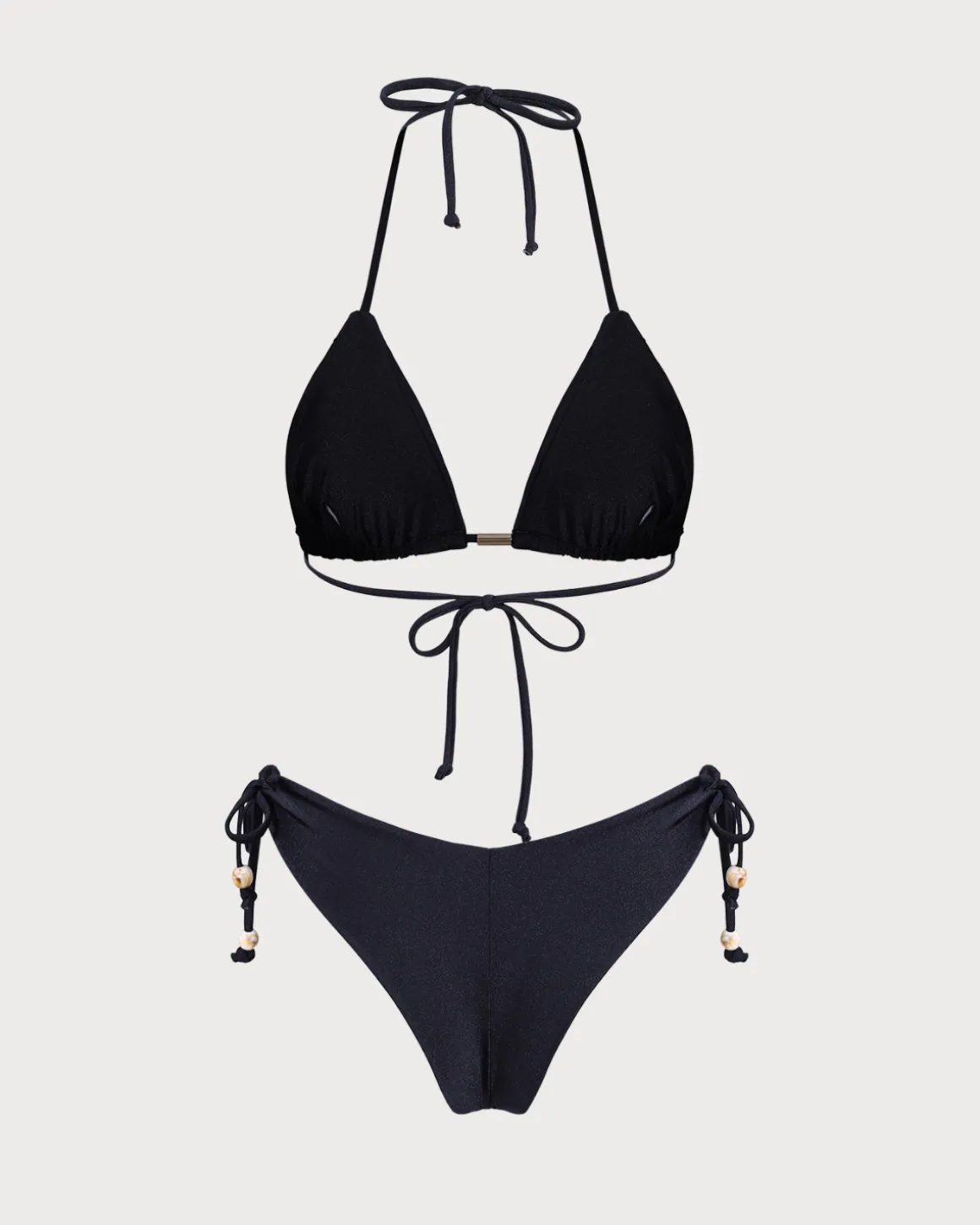 Black Halter Triangle Bikini Set