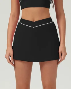 Black High Stretch A-Line Yoga Skirt