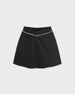 Black High Stretch A-Line Yoga Skirt
