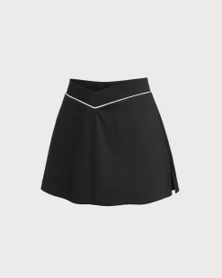 Black High Stretch A-Line Yoga Skirt