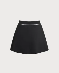 Black High Stretch A-Line Yoga Skirt