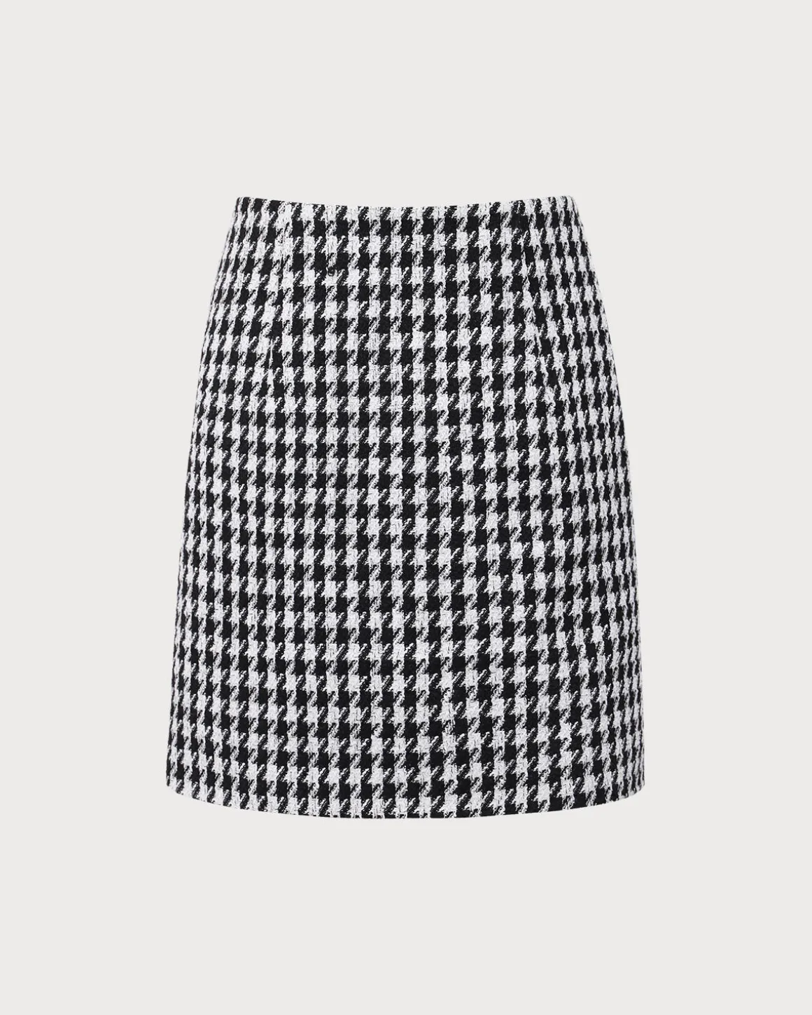 Black High-waisted Straight Tweed Skirt
