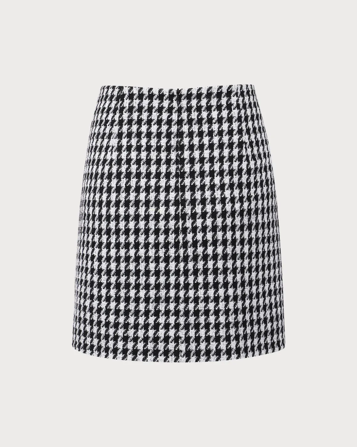 Black High-waisted Straight Tweed Skirt