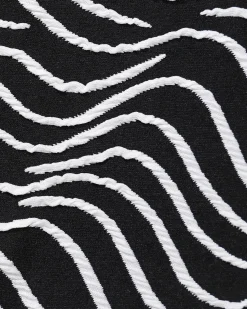Black Knitted Zebra Print Two-Tone Bikini Set