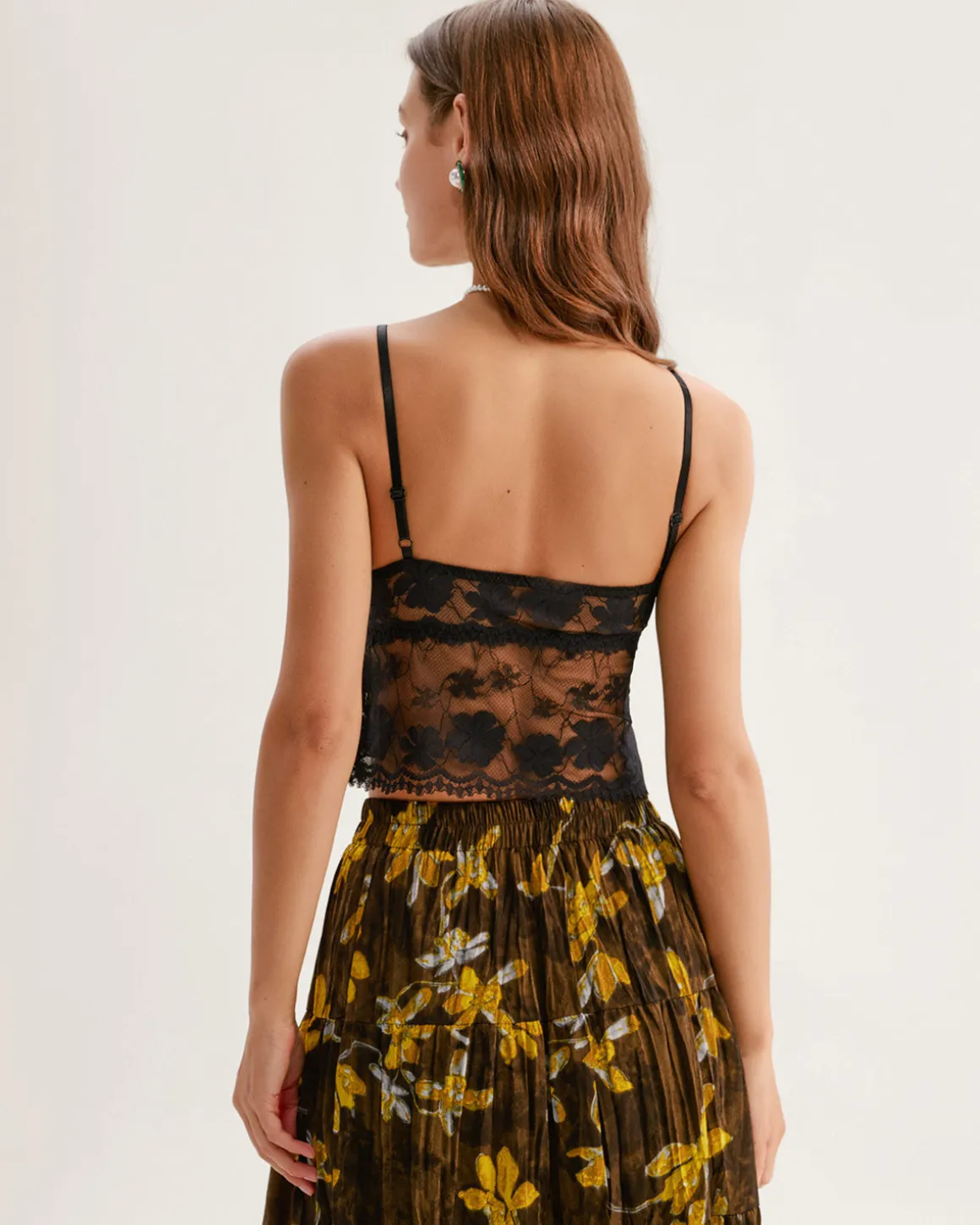 Black Lace V Neck Bustier