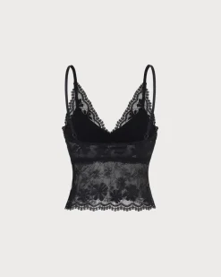 Black Lace V Neck Bustier