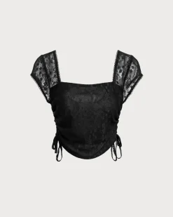 Black Mesh Cropped Tee