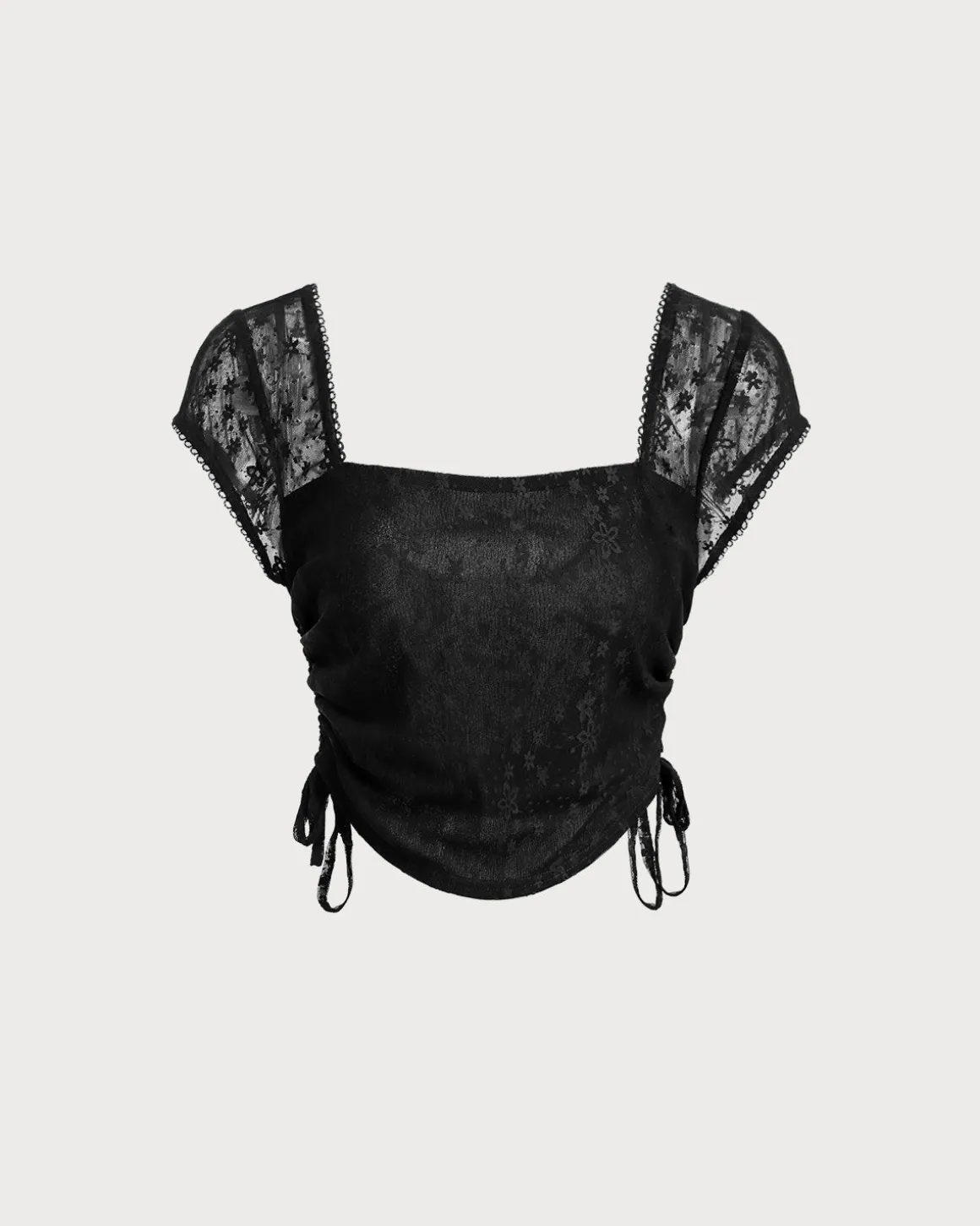 Black Mesh Cropped Tee
