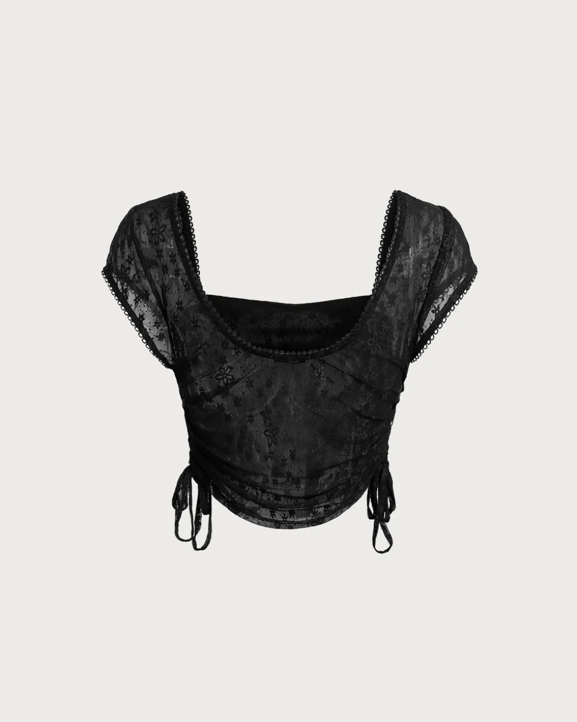 Black Mesh Cropped Tee