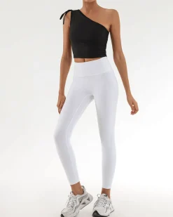 Black One Shoulder Yoga Tank Top
