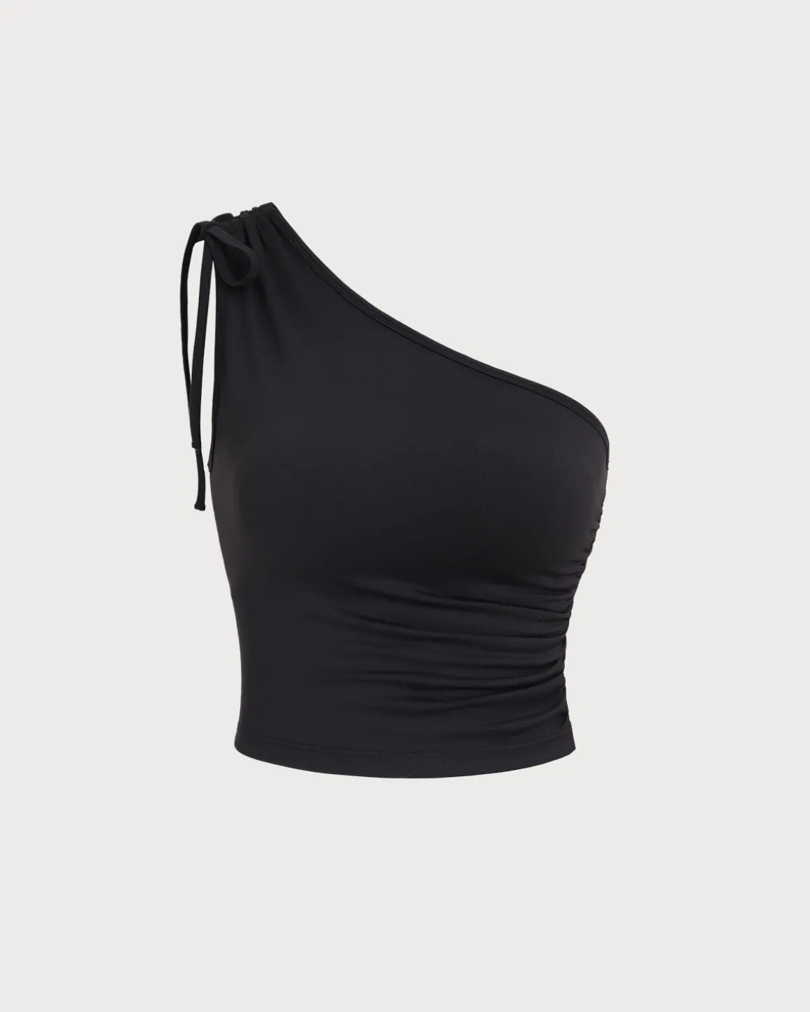 Black One Shoulder Yoga Tank Top