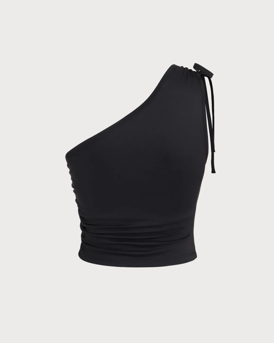 Black One Shoulder Yoga Tank Top
