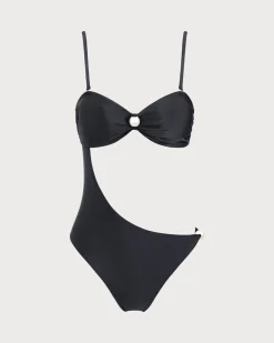 Black Pearl Embellished One-Piece Swimsuit