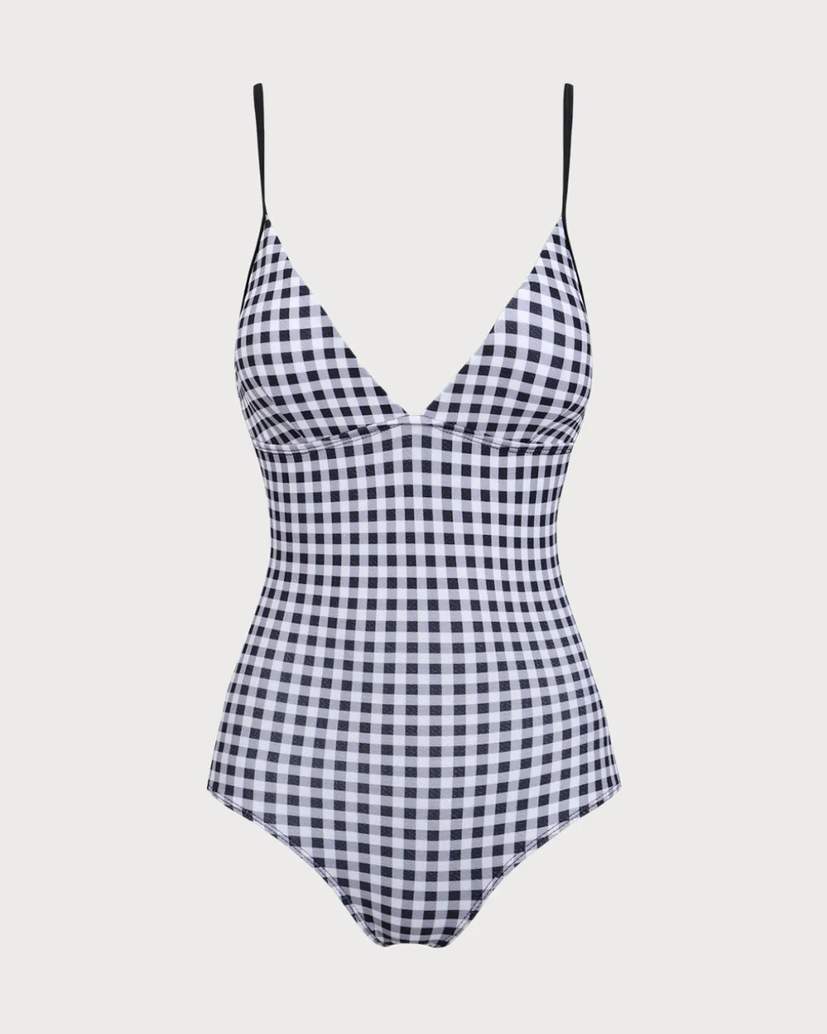 Black Plaid One-Piece Swimsuit