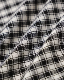 Black Plaid V Neck Ruffle Blouse