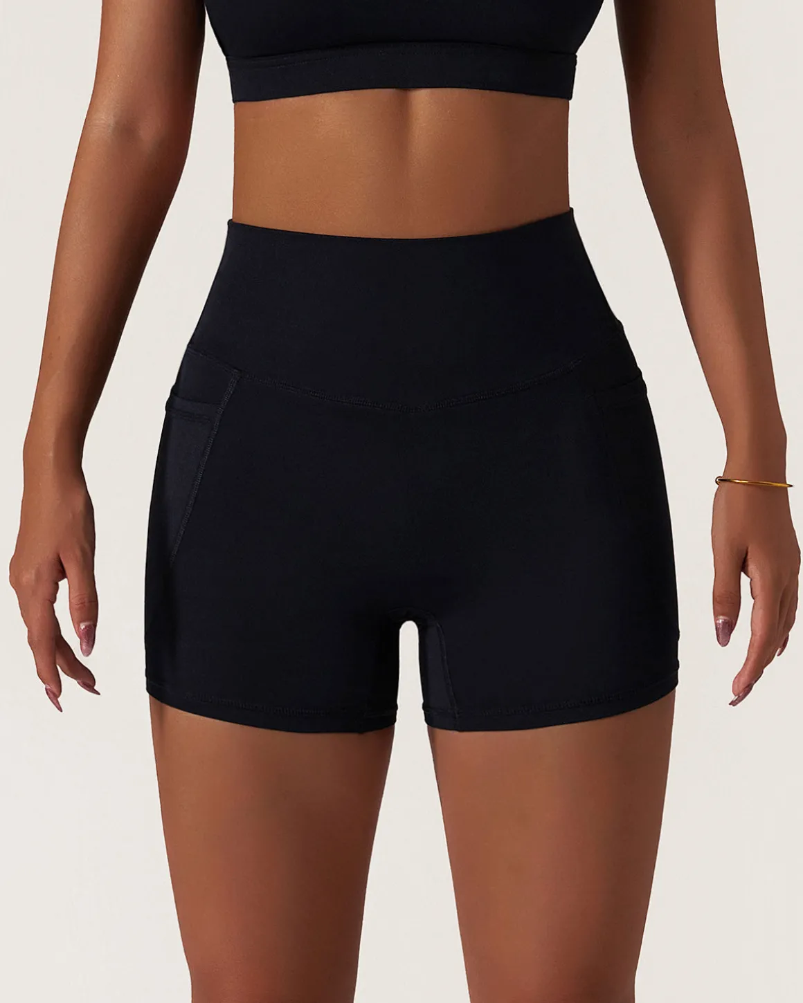 Black Pocket High Waisted Yoga Shorts
