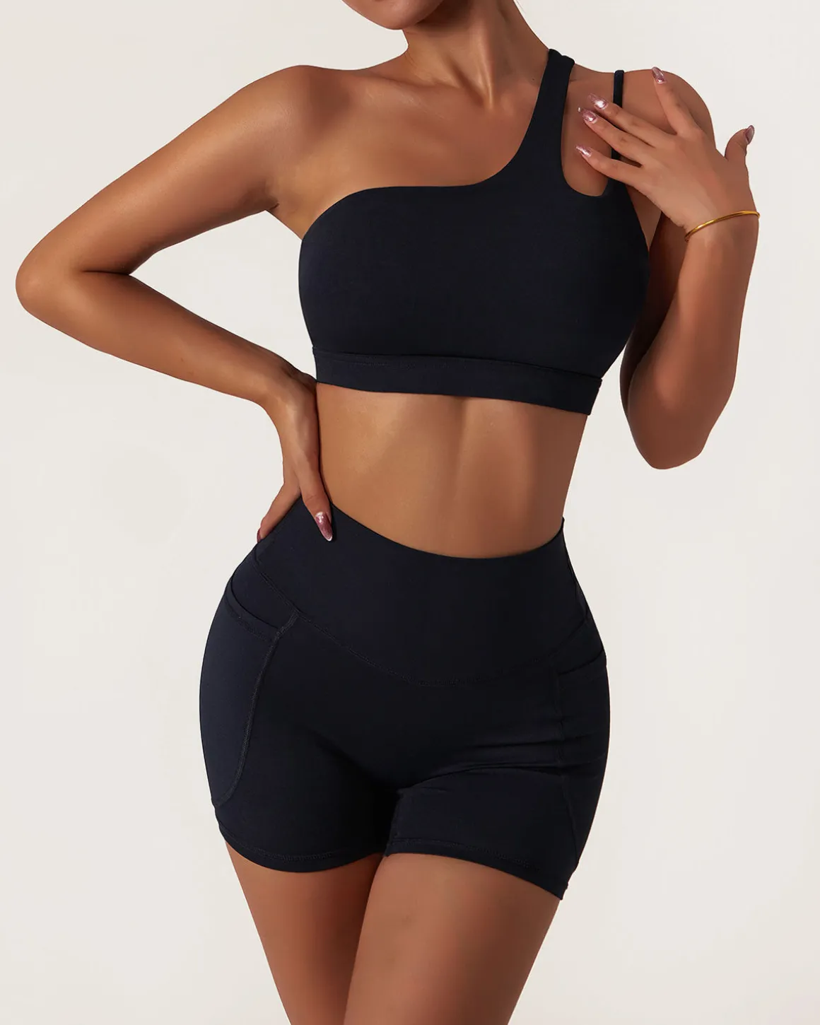 Black Pocket High Waisted Yoga Shorts
