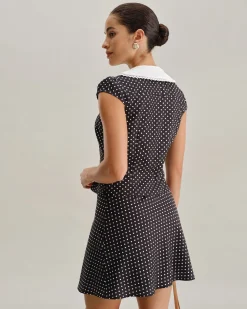 Black Polka Dot A-Line Mini Skirt