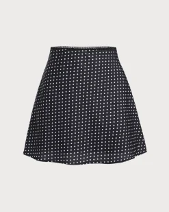 Black Polka Dot A-Line Mini Skirt