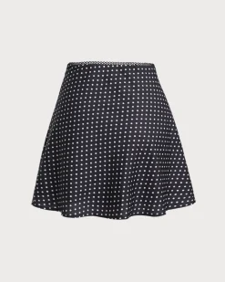 Black Polka Dot A-Line Mini Skirt