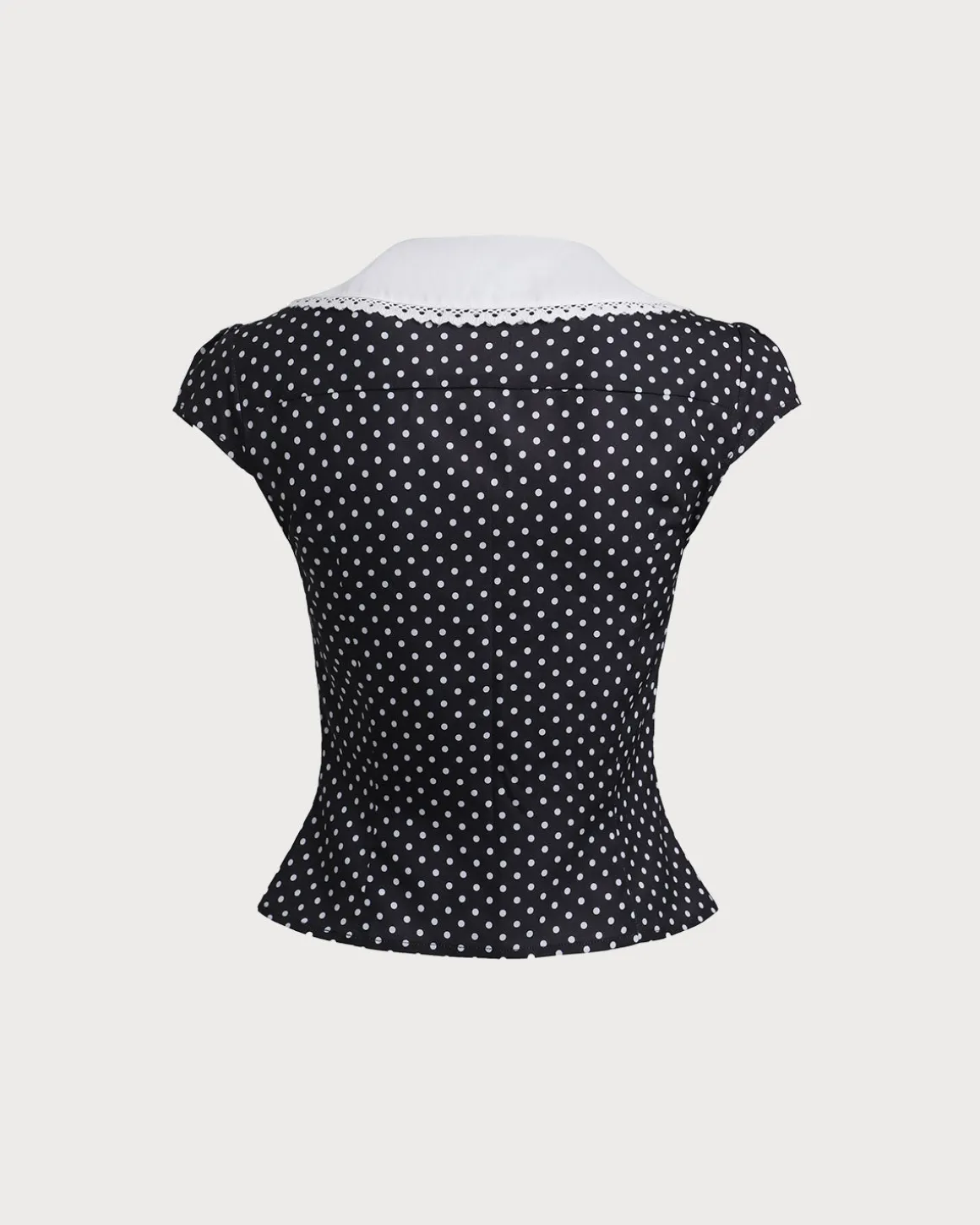 Black Polka Dot Cap Sleeve Shirt