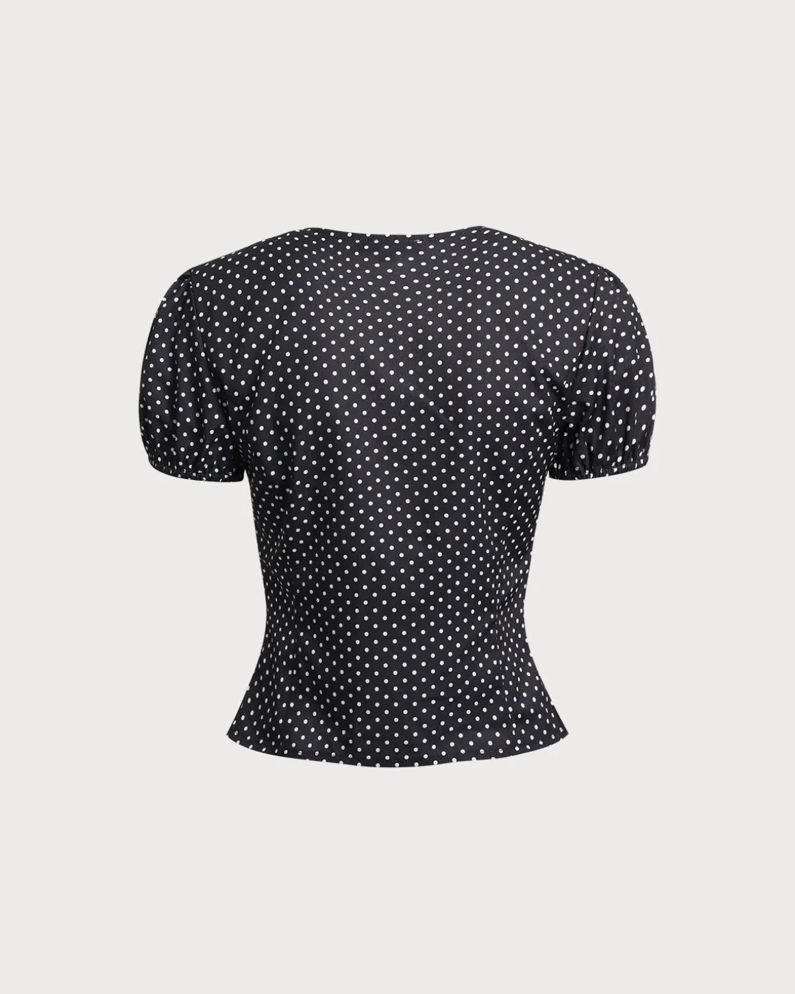 Black Polka Dot Lace Trim Blouse