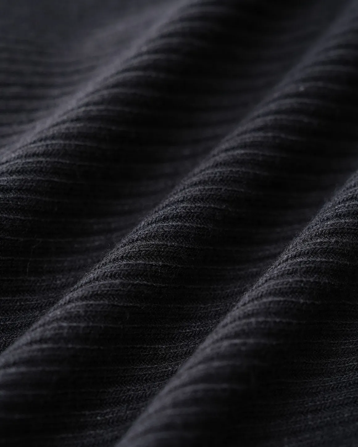 Black Round Neck Ribbed Knit Cardigan