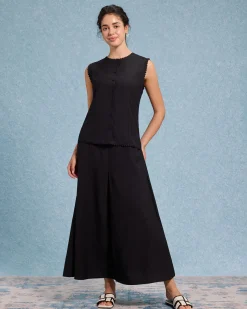 Black Round Neck Tank Skirt Sets