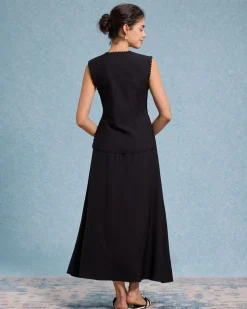 Black Round Neck Tank Skirt Sets