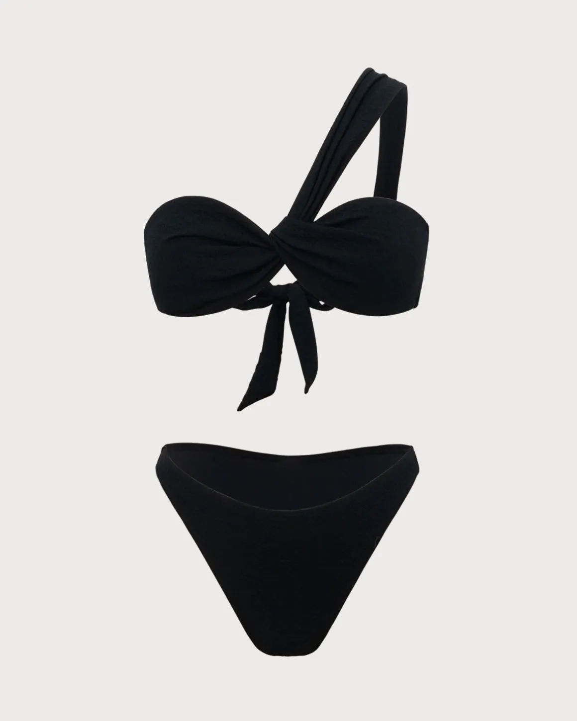Black Ruched Tie Front Bikini Set