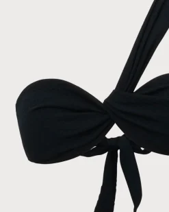 Black Ruched Tie Front Bikini Set