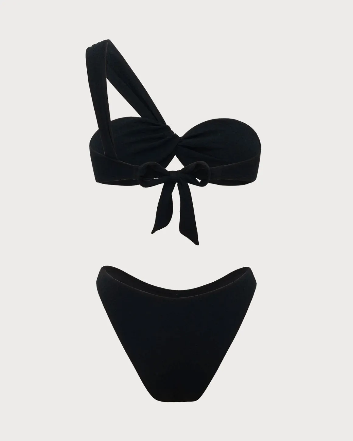 Black Ruched Tie Front Bikini Set