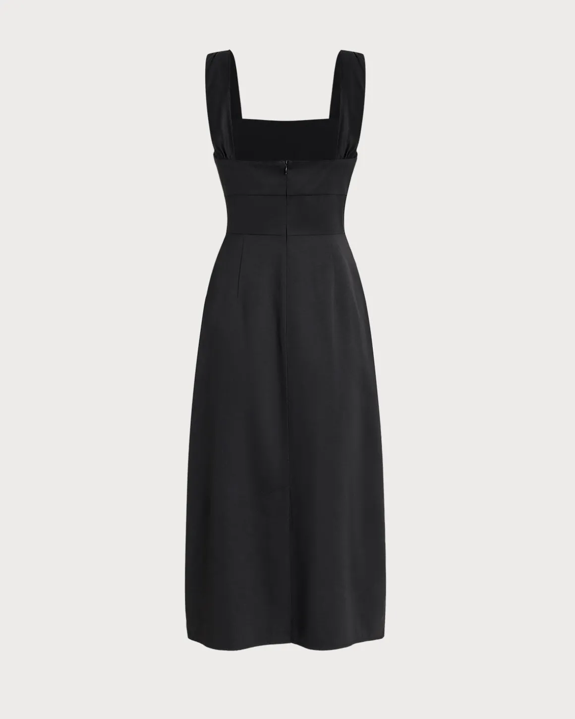 Black Ruffle Ruched Slip Midi Dress