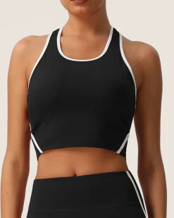 Black Scoop Neck Yoga Tank Top - Light Support