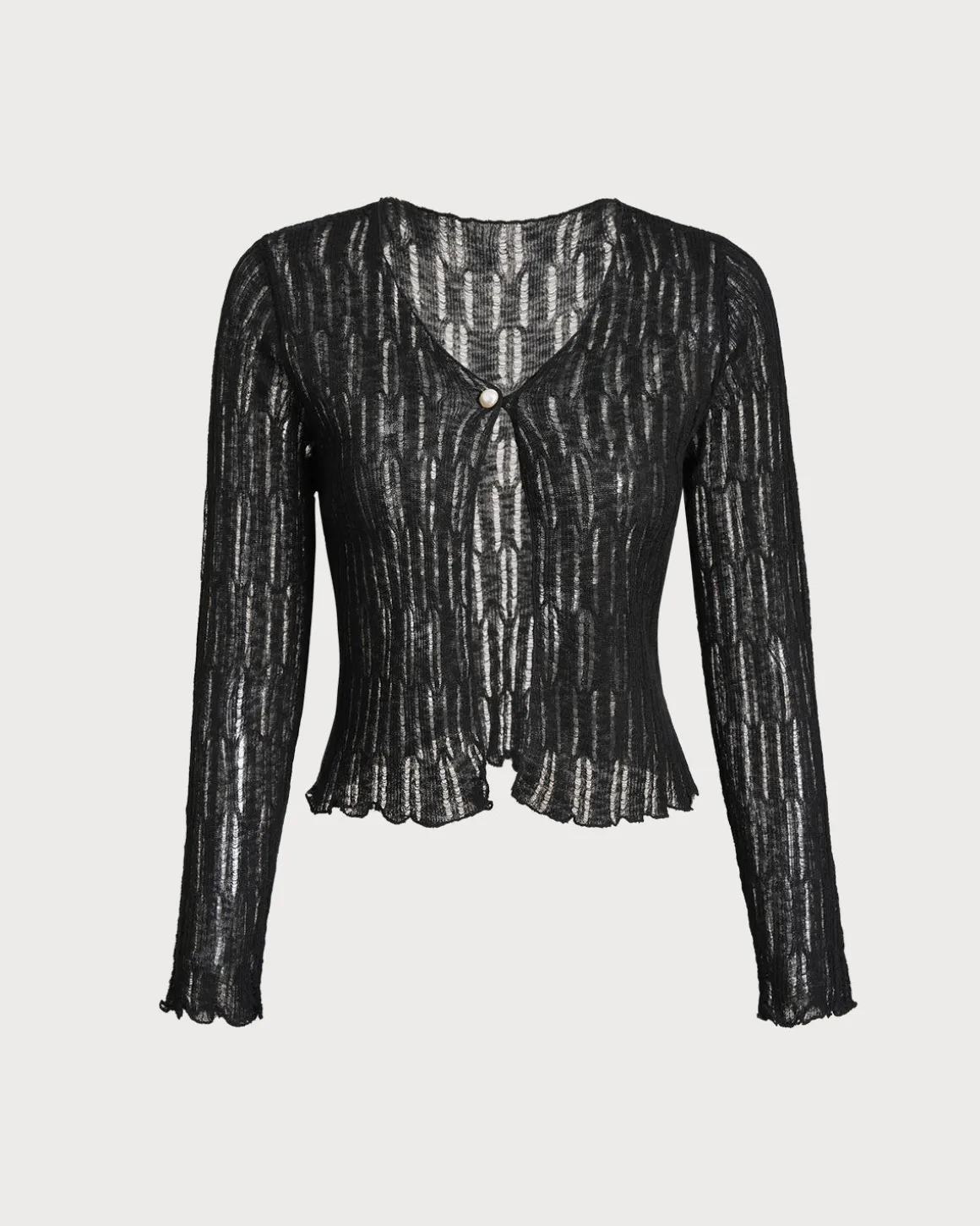 Black Single Button Slim Cardigan