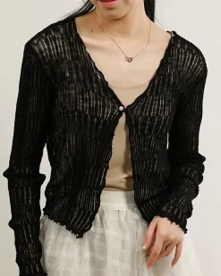 Black Single Button Slim Cardigan