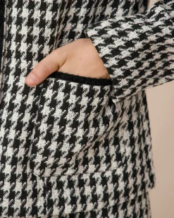 Black Single-Breasted Pocket Tweed Jacket