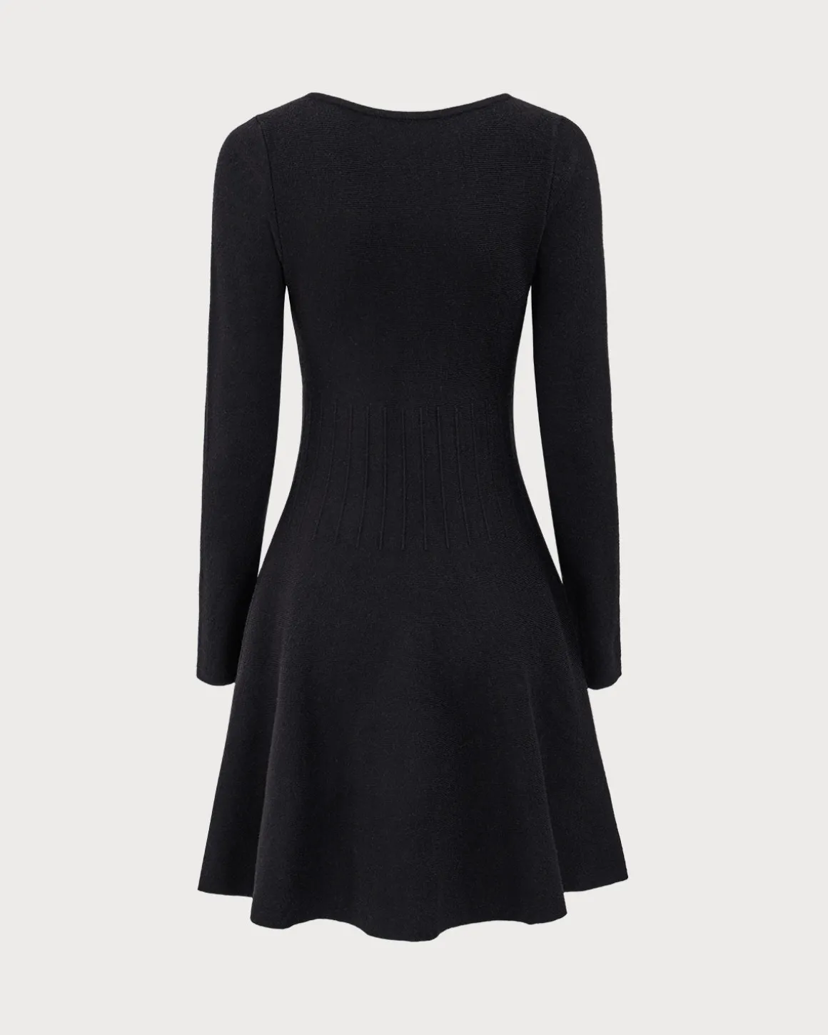 Black Square Neck Ribbed Sweater Dress