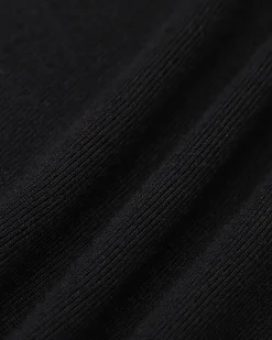 Black Square Neck Ribbed Sweater Dress