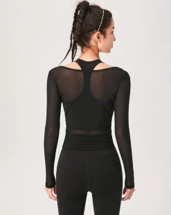 Black Surplice Long Sleeve Cover-up - Light Support
