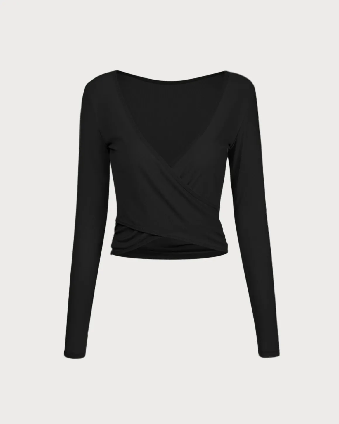 Black Surplice Long Sleeve Cover-up - Light Support
