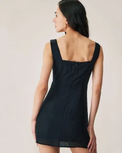Black Textured Slip Mini Dress