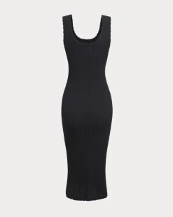 Black U Neck Bodycon Sleeveless Sweater Dress