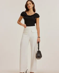 Black U Neck Ruched Tee