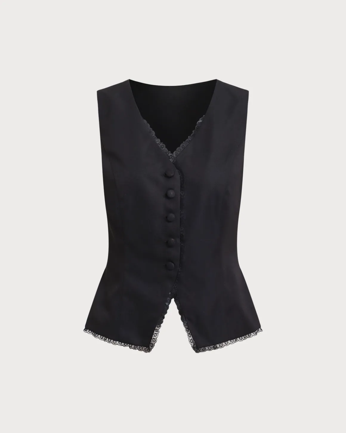 Black V-Neck Single Breasted Vest
