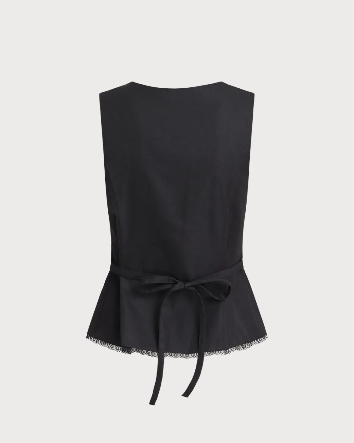 Black V-Neck Single Breasted Vest