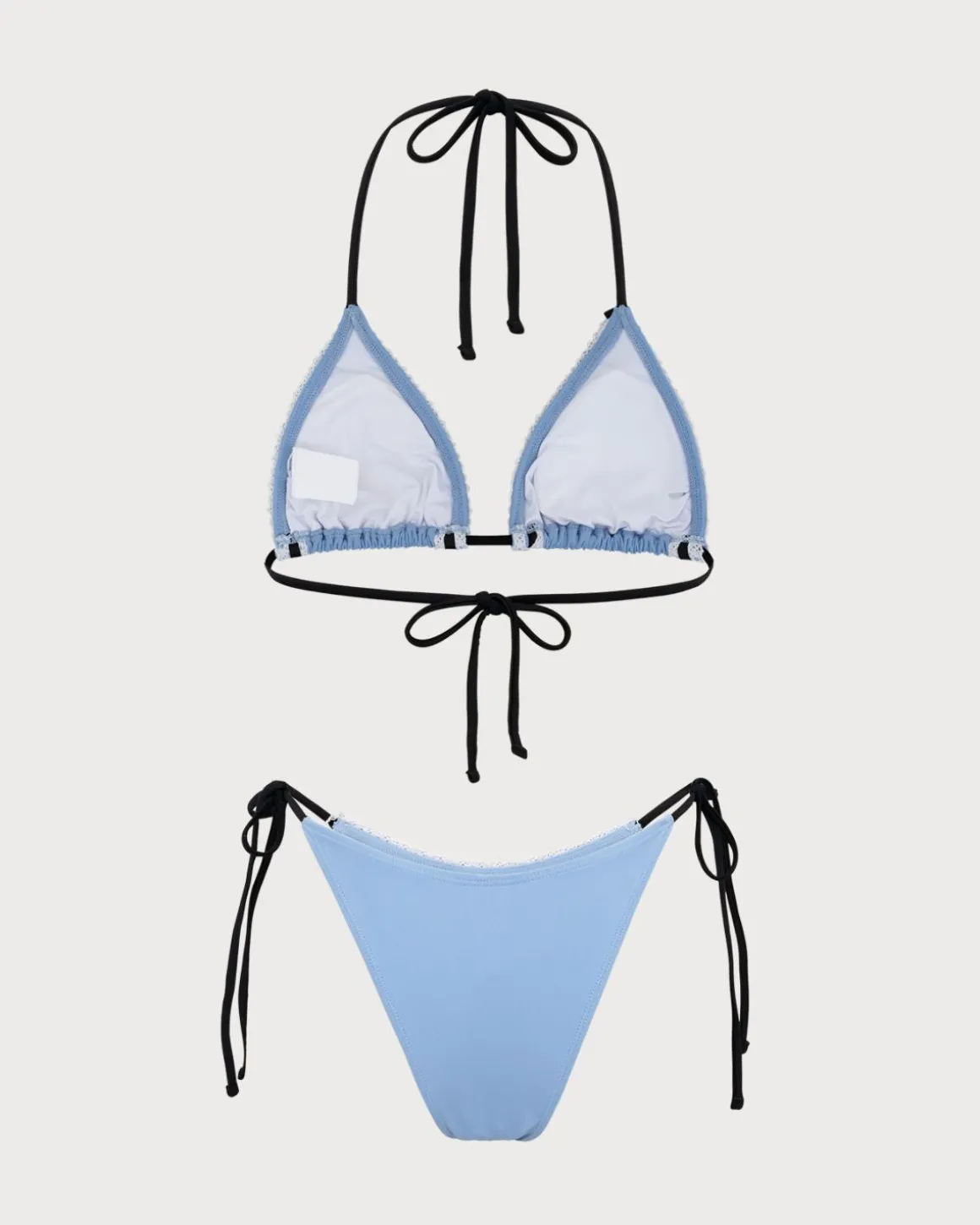 Blue Contrast Lace Bikini Set