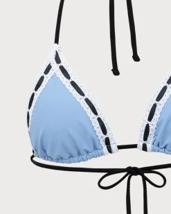 Blue Contrast Lace Bikini Set