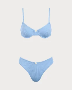 Blue Daisy Underwire Bikini Set